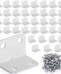 40 Piece L Bracket Set With Screws, Cold Rolled Steel 90 Degree Right Angle Corner Braces For Shelves Cabinets Desks Chairs And Furniture