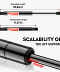 Cadillac Escalade Rear Window Glass Struts Shocks Lift Supports Gas Spring Replacement Fits 1999 2000 2001 2002 2003 2004 2005 2006 Tahoe Suburban Yukon 2 Pcs, showing extended and compressed lengths