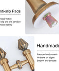 Close-up of European Style Push Pull Sliding Door Handle Bar showing anti-slip pads and handmade brass finish.