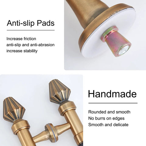 Close-up of European Style Push Pull Sliding Door Handle Bar showing anti-slip pads and handmade brass finish.