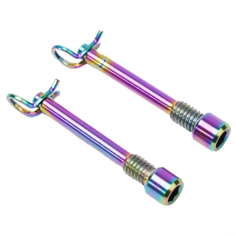 Gold Alloy Hydraulic Disc Brake Caliper Pin And Latch Screw Kit For Mountain Road Bikes Dazzle Finish Lightweight Hardware Set With Circlip 2 Pieces, rainbow finish