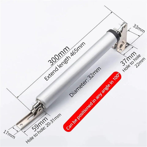 Pneumatic Automatic Door Closer 35KG Heavy Duty Door Hardware with positioning and adjustable closing speed, dimensions labeled