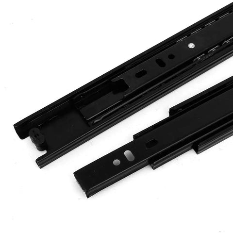 12 Inch Full Extension Drawer Slides With Ball Bearing Rollers, Heavy Duty 55 Lb Capacity, 1 Pair, Black Steel Tracks Close-up