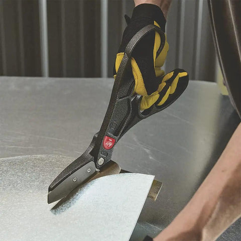12 Inch Offset Aluminum Hand Snips for Sheet Metal cutting lightweight tin with ergonomic grip in metalworking setting