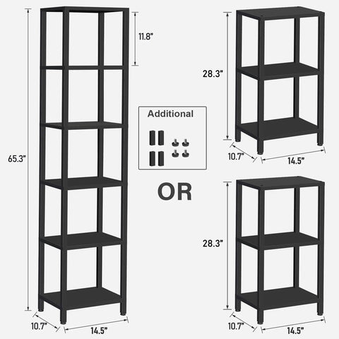 Tall Narrow Bookshelf Featuring Six Tier Open Shelves Compact Slim Design Versatile End Table Pair Absolute Game Changer dimensions and assembly parts