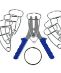 Heavy Duty Miter Spring Clamps Kit For Woodworking Pros With Rustproof Steel Pliers, Spring Loaded Tools Perfect For Picture Framing And Corner Bonding Projects Plus Storage Ring For Easy Organizing, blue handles and steel clamps