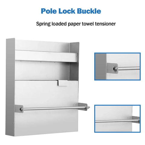 Heavy Duty 5052 Aluminum Work Station Cabinet With Flip Up Tray And Paper Towel Rack, Trailer Door Organizer in silver finish.