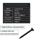 Specification chart and countersunk screw for Heavy Duty Black Stainless Steel Shelf Bracket Right Angle L Shape Corner Support for Wood Walls, One Piece Hidden Mount Design, Easy Install, Built To Last, Heavy Load Capacity, 2.8x2.8x2 Inch.