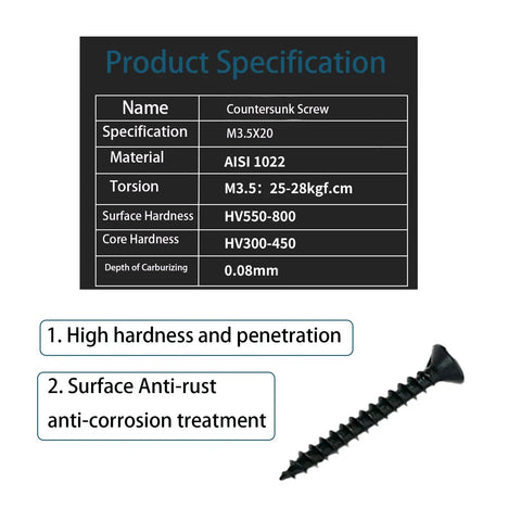 Specification chart and countersunk screw for Heavy Duty Black Stainless Steel Shelf Bracket Right Angle L Shape Corner Support for Wood Walls, One Piece Hidden Mount Design, Easy Install, Built To Last, Heavy Load Capacity, 2.8x2.8x2 Inch.