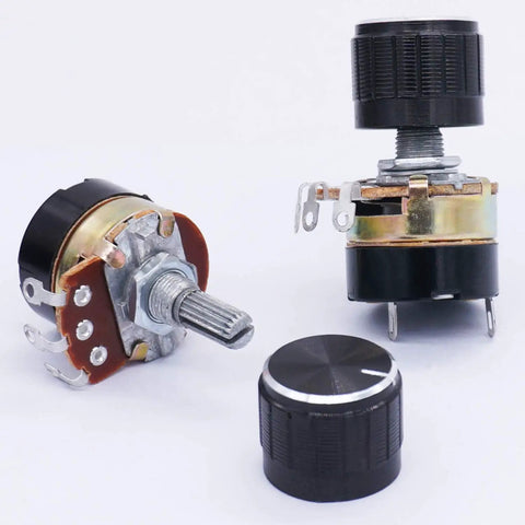 10K Ohm Linear Taper Potentiometer Dimmer Switch With On Off 2 Pack Carbon Potentiometer Kit 6mm Shaft 0.24in 0.53in Black Aluminum Alloy Knobs