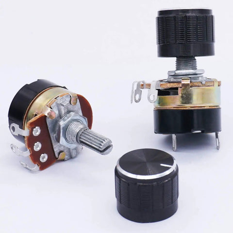 2 Pack 100K Ohm Linear Taper Potentiometers With On Off Switch And Black Aluminum Knobs WH138 B Carbon Potentiometer 6mm Shaft 0.2W 0.1W