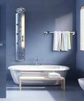 Modern bathroom with towels on Two Pack 32 Inch Shower Grab Bars Set In SUS304 Stainless Steel Rustproof Bathroom Grab Bar Handles