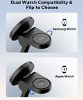 Samsung 3 In 1 Magnetic Wireless Charging Station Stand for dual watch compatibility, top view.