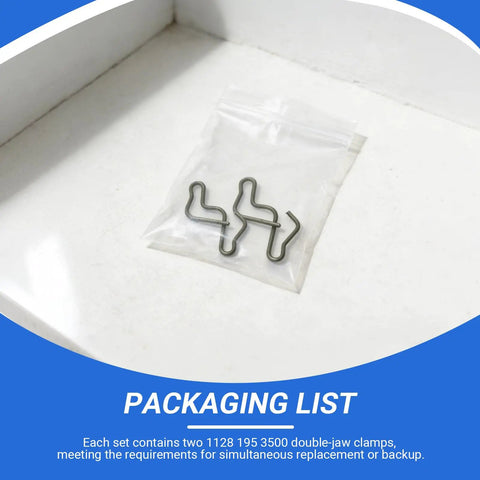 2-Pack Double Pawl Clips for Chainsaws and Leaf Blowers, Heavy-Duty Spring Clamps in clear bag on white background