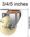 Heavy Duty Top Plate Swivel Caster Wheels For Furniture And Workbenches With Brakes, 3/4/5 inch sizes displayed, side view