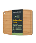 Dishwasher Safe Carbonized Bamboo Cutting Board With Juice Groove For Fruit Veggies And Cheese, Wooden Charcuterie Board with packaging label