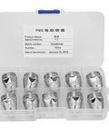 Get The Ultimate P80 Plasma Cutting Consumables Kit With 10 Piece Torch Nozzle Tips For Air Plasma Cutter and Thin Metal Sheets Plus Electrodes, including 10 silver nozzles in a clear storage case.