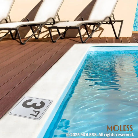3Ft Pool Depth Marker Stickers 6x6 Inch Anti Slip Vinyl Signs For Pool Safety Adhesive Depth Markers For Decks Durable Waterproof Labels 1 Pack Skid Resistant Surface For Wet Pool Decks
