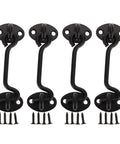 Heavy Duty 16 Pack Barn Door Hook And Eye Latch Kit Tough As Nails Stainless Steel Gate Hasp, matte black hooks with screws.