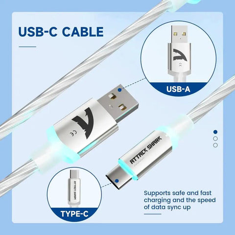 Top Shelf Transparent Double Woven TPU Coiled USB C To A Spiral Cable With Slick RGB Glow Hella Durable Build And Massive Copper Core For Seamless Sync And Turbo Charge Setup