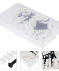 Drywall Anchor Kit With Self-Tapping Screws And Plastic Anchors, Zinc And Plastic Materials, Strong Bond For Lightweight Concrete And Gypsum Walls, 100 Piece Set, Easy To Install And Remove, Great For Shelves And Decor, plastic box with anchors and screws