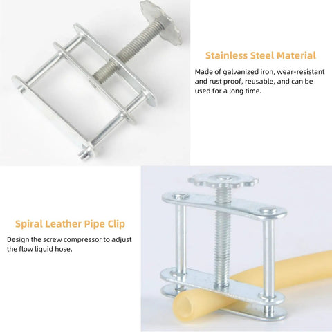 Beefy Stainless Steel Telescopic Hose Clamps With Adjustable Screws For Flow Control Waterproof Tubing Clips Solid Clamp Bolts shown.