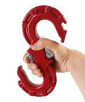 Heavy Duty Quick Release S Hook Tow Shackle 3 Eighths Inch Built Tough For Off Road Recovery 33000 Lbs Break Strength 11200 Lbs Working Load SUV ATV Pickup Truck Trailer Ready For Any Terrain And Heavy Haul, red alloy steel close-up