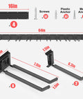 Wall Mounted Garage Tool Organizer System With 64 Inch Heavy Duty Rack And Wall Storage dimensions and components view