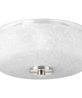 Alexa Collection Two-Light Flush Mount Ceiling Light 12.25 Inches Dope Modern Satin Nickel Finish with white linen shade and brushed knob