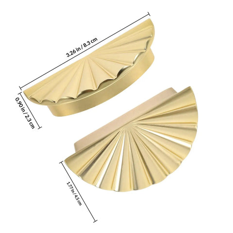 Semi Circle Cabinet Handles Set, Antique Brushed Gold Pulls with dimensions for Kitchen Drawers, Closet Doors
