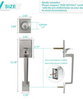 Front Door Handleset With Satin Nickel Lever And Deadbolt, Keyed Entry For Exterior Or Office Doors, size dimensions