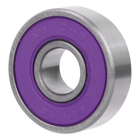 Pro Grade Roller Ball Bearings Kit For Skateboard And Scooter With Purple Cover ABEC9 Deep Groove Pre Lubricated For Smooth Low Friction Ride And Long Lasting Durability, close-up