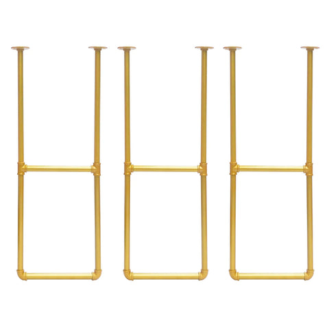 Ceiling Mount Gold Shelf Bracket Set for Kitchen Three Pairs U Shape Pipe Brackets in Gold Finish Built for DIYers