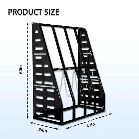 Heavy Duty Vertical Parts Storage Rack For Pipes And Lumber Hella Sturdy Four Bay Metal Bar Rack dimensions 60in x 47in x 24in.