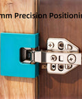 Effortless Magnetic Hinge Jig Kit For Quick Door Installs With Adjustable Guide And Accurate Hinge Mortising And Cutting Fits Most Doors Blue 4 Pack DIY Home Improvement Tool in use on wooden door showing 2mm precision positioning.