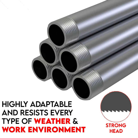Heavy Duty 4-Piece Pipe Threading Die Set For 1 To 2 Inch Pipes, steel pipes showing threaded ends, weather-resistant.