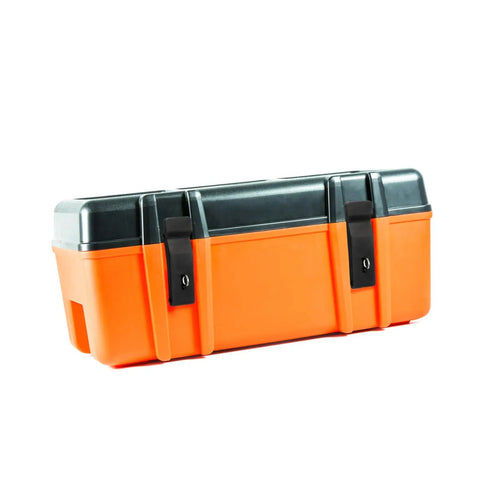 Orange storage box with Flexible Draw Latch Rubber Lock Kit for Electrical Cabinets and Mechanical Storage Easy Install With Compact Design
