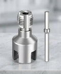 Badass 4 In 1 Pipe Threader Wrench Heavy Duty For Internal And External Threading Cuts Cleans Repairs Precision Multifunctional Tool showing steel cutter and hex key.