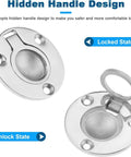 50mm Round Stainless Steel Flush Pull Ring Latch For Boats, Deck Recessed Lift Ring Handle in locked and unlocked states