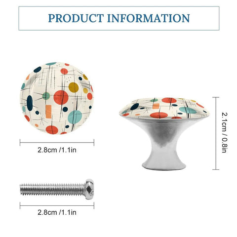 Dope Round Stainless Steel Cabinet Knobs 2 Pack For Dresser Drawers, 1.1in diameter, colorful design, and 0.8in tall
