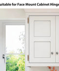 1/2 Inch Overlay Cabinet Door Hinges Featuring Durable Antique Brass Coating And Smooth Self Closing Action, Heavy Duty Semi Concealed hardware on white cabinets