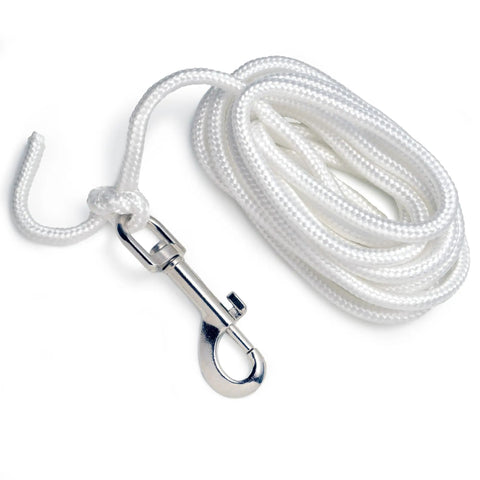 Rugged Tetherball Replacement Rope With Swivel Snap Hook 9 Ft White Braided Nylon Cord One Quarter Inch Inch Thick Low Stretch Weather Resistant For Consistent Play In Outdoor Backyards, Schools, And Playgrounds., white braided nylon rope with swivel snap hook