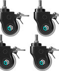 Heavy Duty 3 Inch Locking Caster Wheels Set Of 4 For TV Carts And Rolling TV Stands Smooth Swivel Casters With Brakes For TS1551 TS1552 TS1881 TS2771 TS1571 TS1871 Black with brakes.