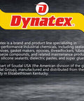 Dynatex logo and description of high-performance industrial chemicals and products for various applications.