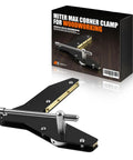 Pro Grade Miter Clamps For Woodworking That Lock Fast With A 90 Degree Snap Easy Lever Action Ultra Grip Pins And Heavy Duty Cam For Picture Frames Window And Door Casing Cabinet Trim And DIY Craft Projects black metal clamp with box