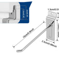 Heavy Duty 6 Inch Slatwall Hook in silver with 45° tilted anti-slip tip, dimensions labeled, designed for tool organization.