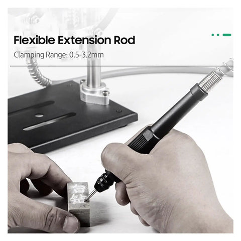 Flexible extension rod for precise drilling with a compact 8000 Rpm Mini Electric Bench Drill Press Stand Kit.