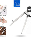 Robust Badass 12 Inch Heavy Duty Spring Divider Compass With Adjustable Metal Body And Secure Pencil Clip Engineered For Leather Craftsmanship Woodworking Projects on a wooden table.