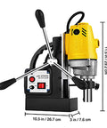 Beast 1100W Magnetic Drill Press With 1.57 Inch Core Bore 2810 Lbs Magnetic Force portable magnetic drilling system, side view.
