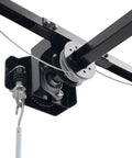 Detail of Hardcore Adjustable Overhead Garage Storage Rack With 300 Pound Capacity Rustproof Carbon Steel Ceiling Mount Hanger pulley system.
